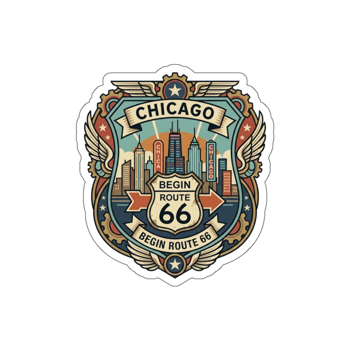 Chicago Sticker — Begin Route 66
